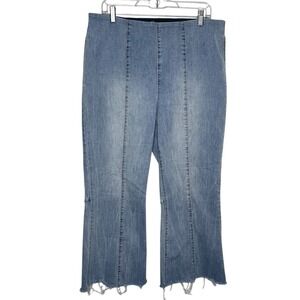 INC Light Wash Cropped Flare Raw Hem Stretch Denim‎ Jeans Size 16